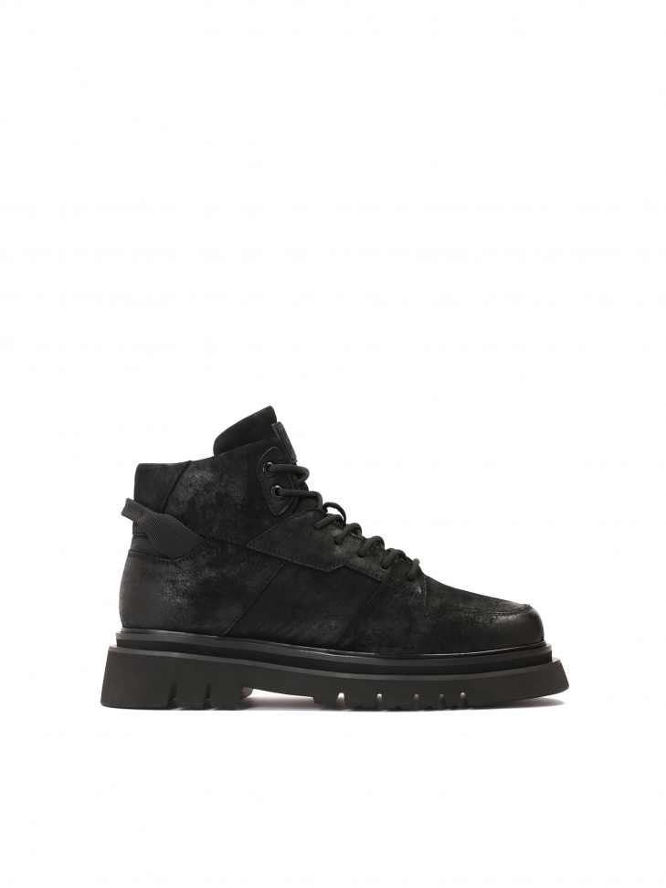 Men's nubuck black lace-up shoe