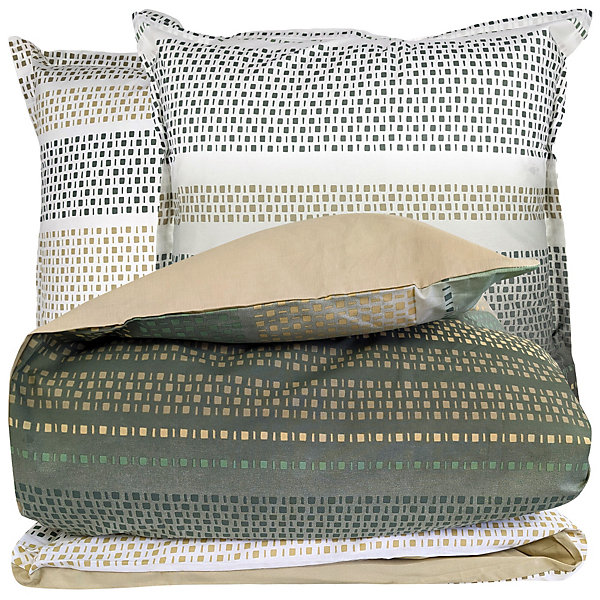 Parure de lit 140x200 cm coton NIAGARA vert Kaki 2 pièces