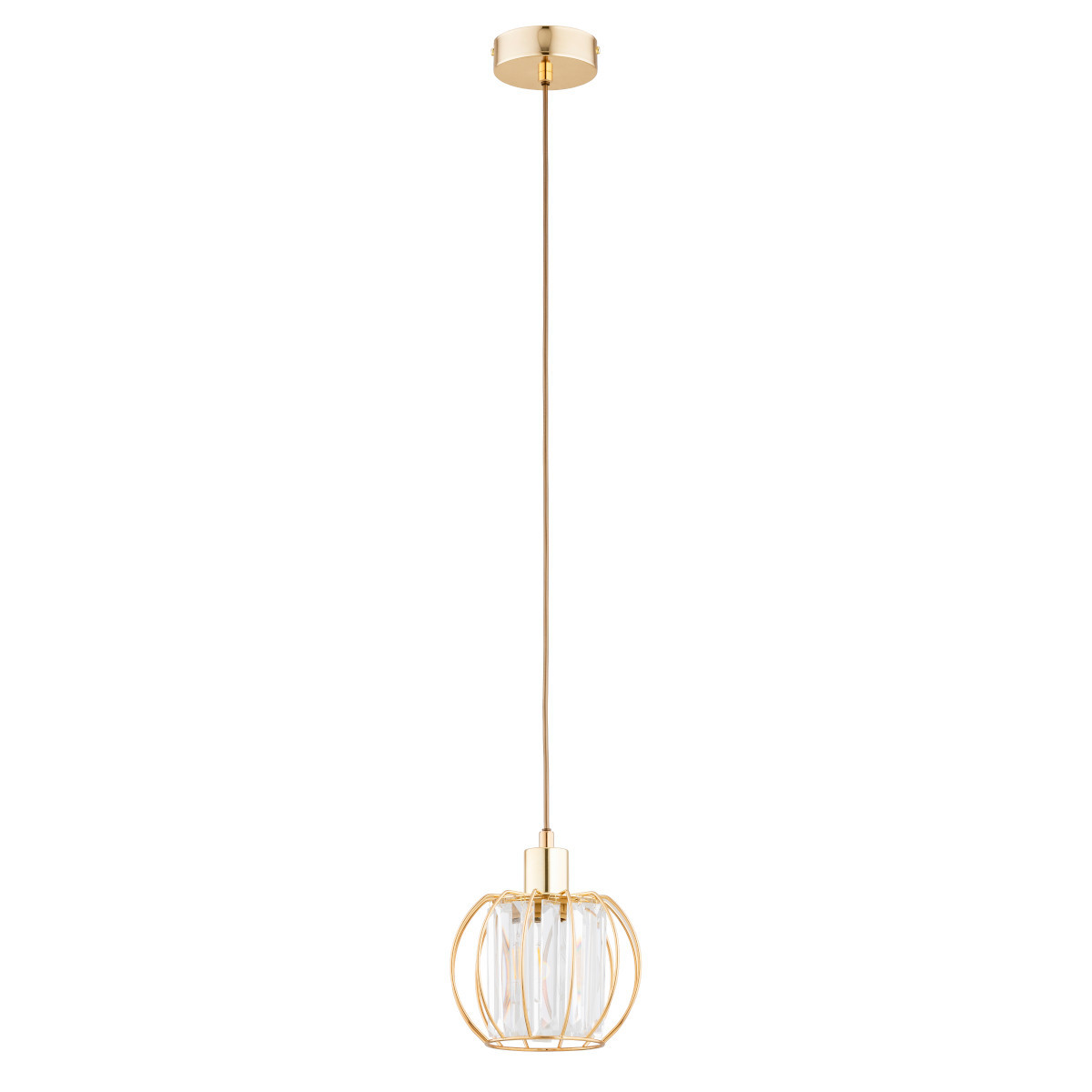 Lampa wisząca złoto-przezroczysta KRISTAL 1xE27x15W wym: 90x20x20 cm Alfa