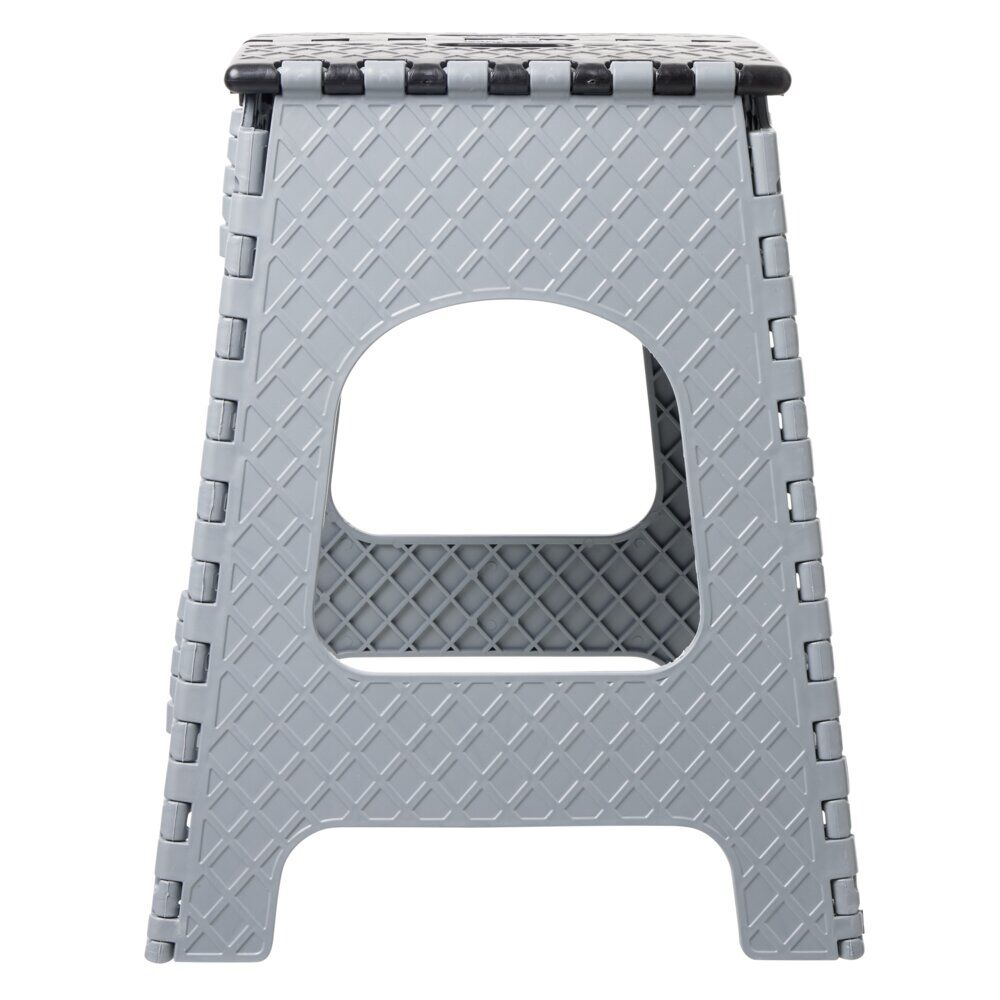 Tabouret pliant plastique noir et gris H44cm