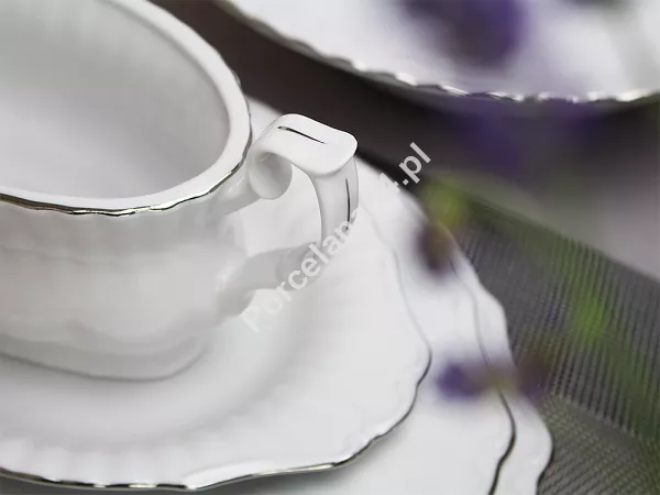 Serwis obiadowy na 12 osób (44 el.) Chodzież - Iwona B357 BW PLATYNOWA LINIA