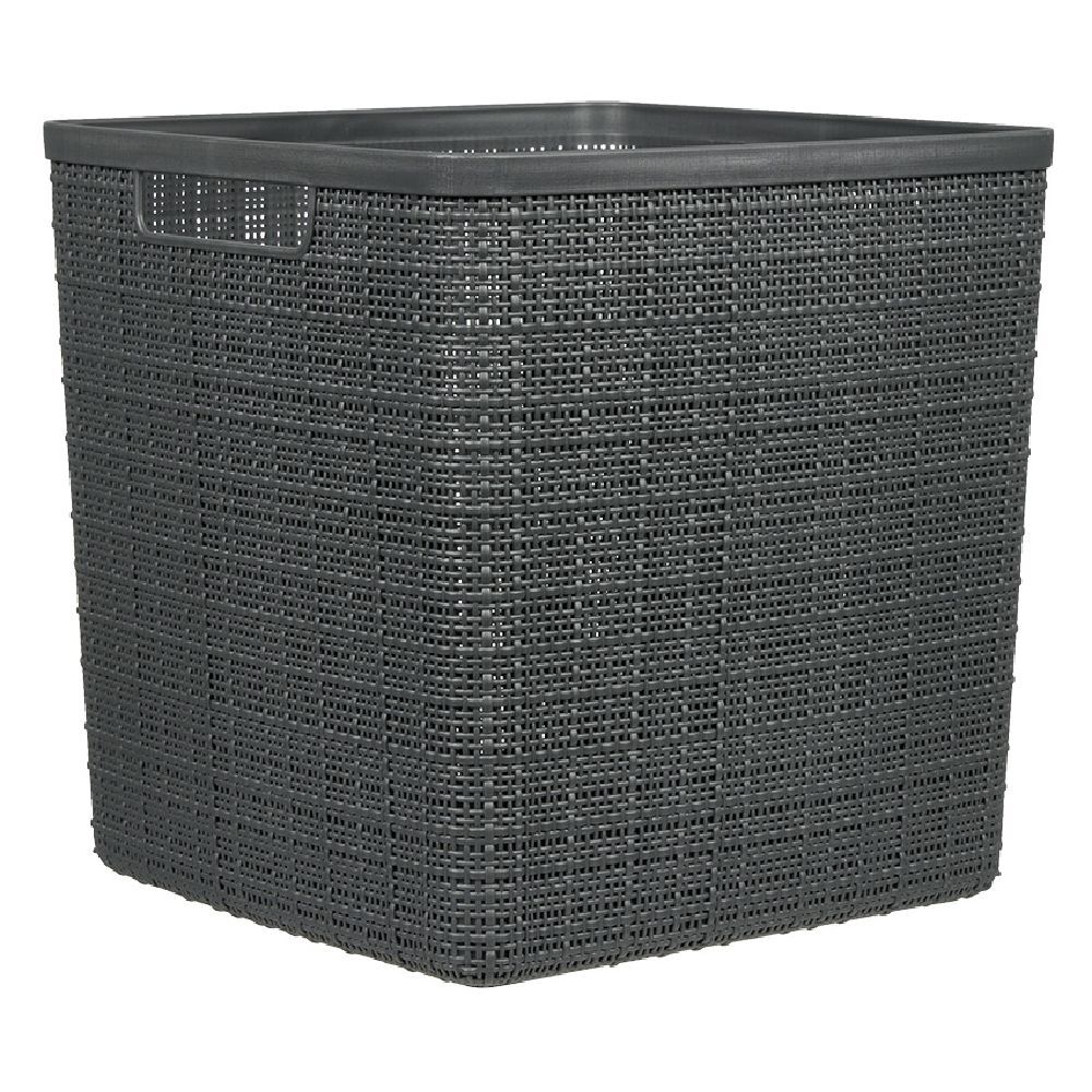 Panière Box Cube effet jute 17L 27x27x27cm gris