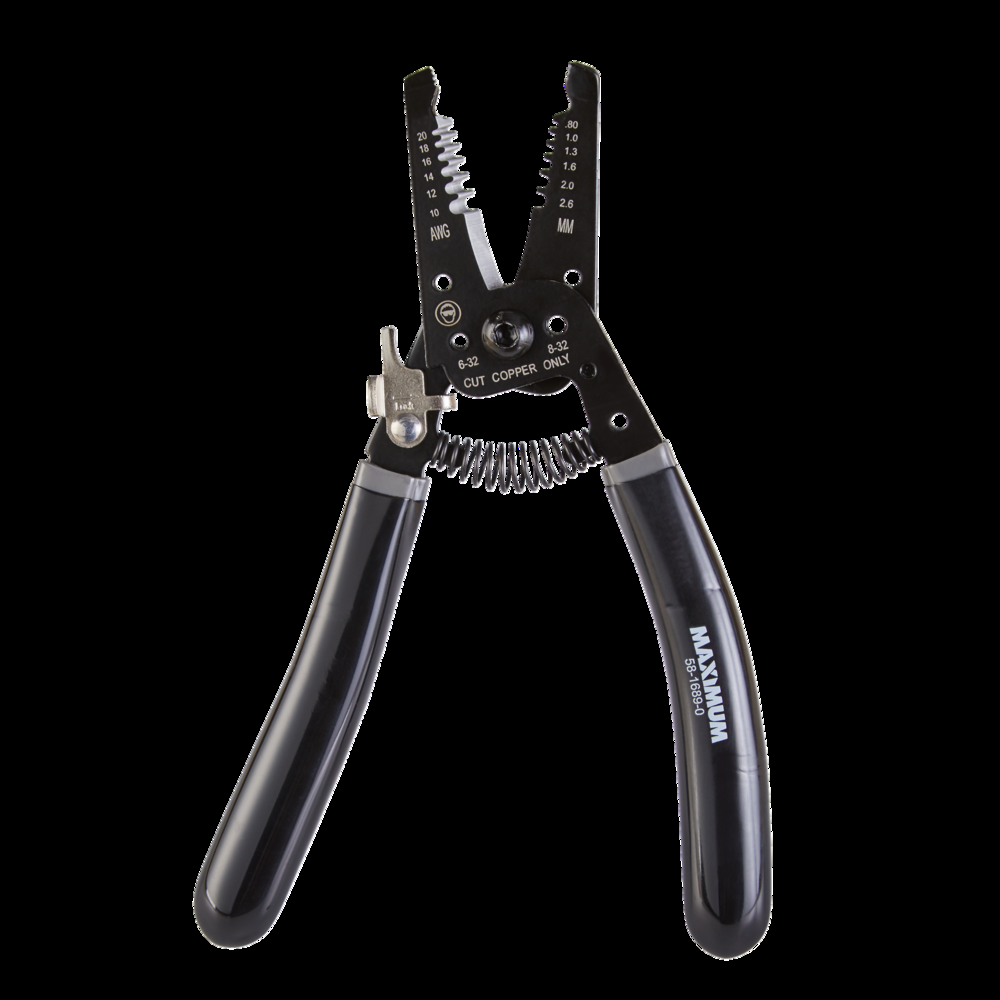 MAXIMUM 10-20 Gauge Wire Stripper, Serrated Nose,  Rust Resistant, Carbon Steel, 7-in