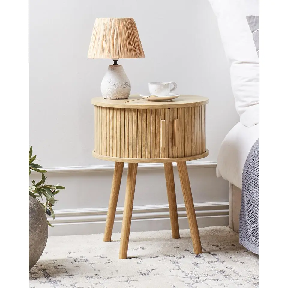 SELAH - Nachtkastje rond - Lichthout - MDF