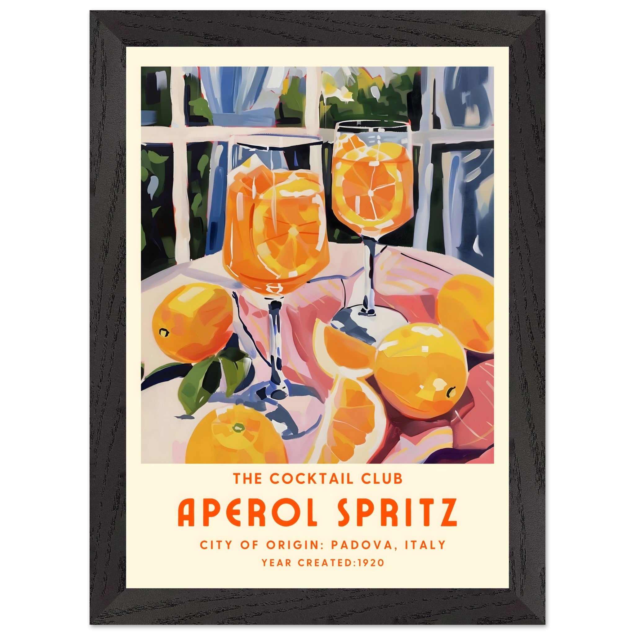 Artfulprints Poster met Lijst Aperol Spritz - The cocktail club II  - A4 21x29.7 cm - Oranje