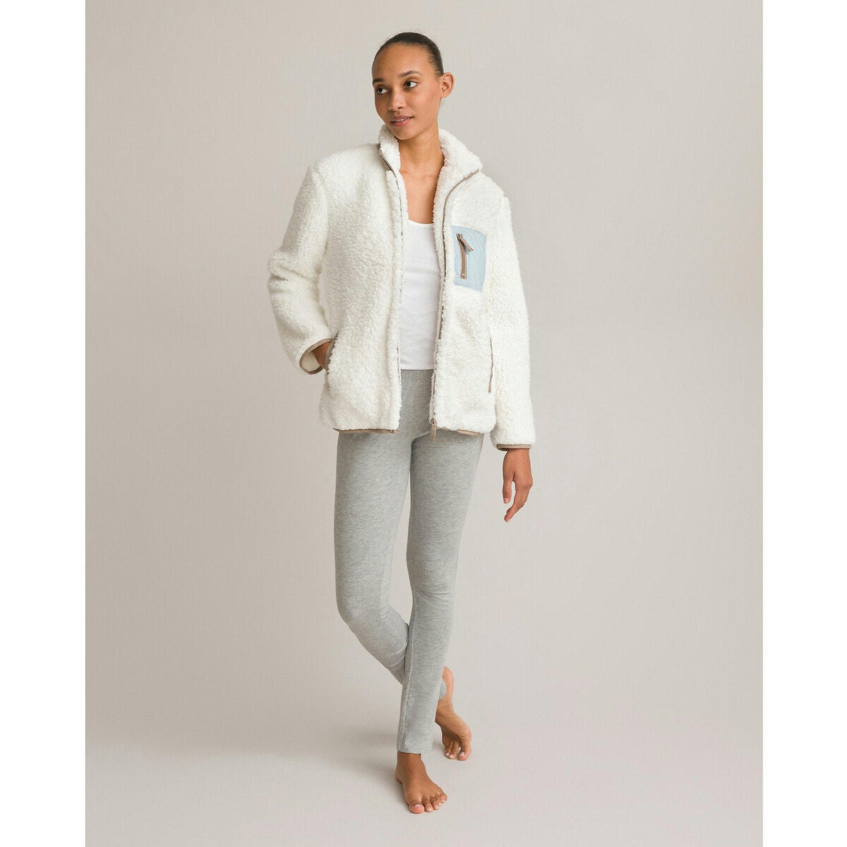 Veste d'interieur courte en maille polaire
