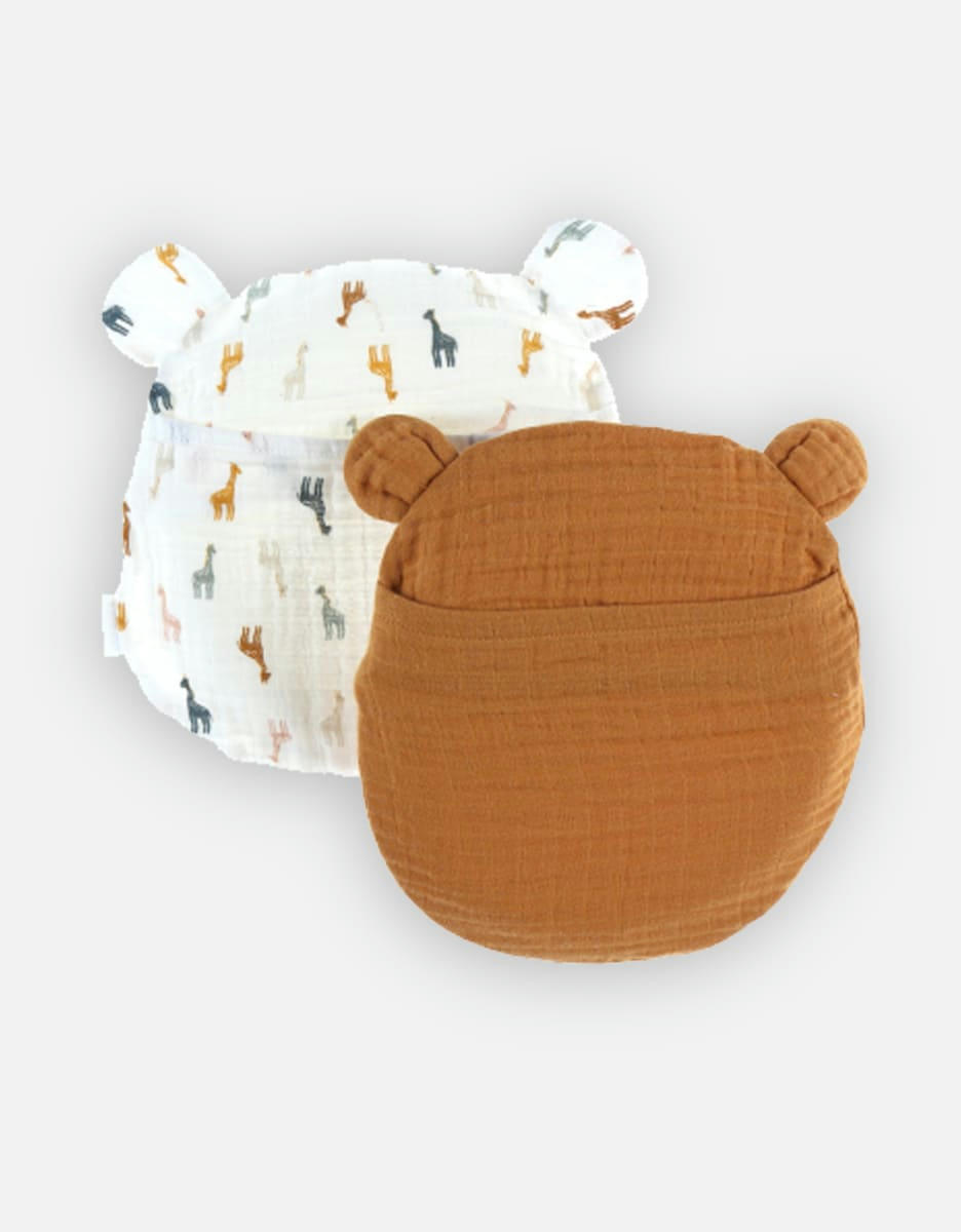 - Set coussin ergonomique + 2 housses, écru/ocre