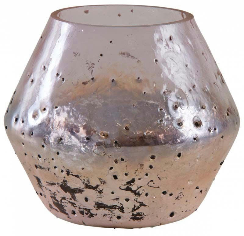 - Vase en verre rose et doré 19 cm