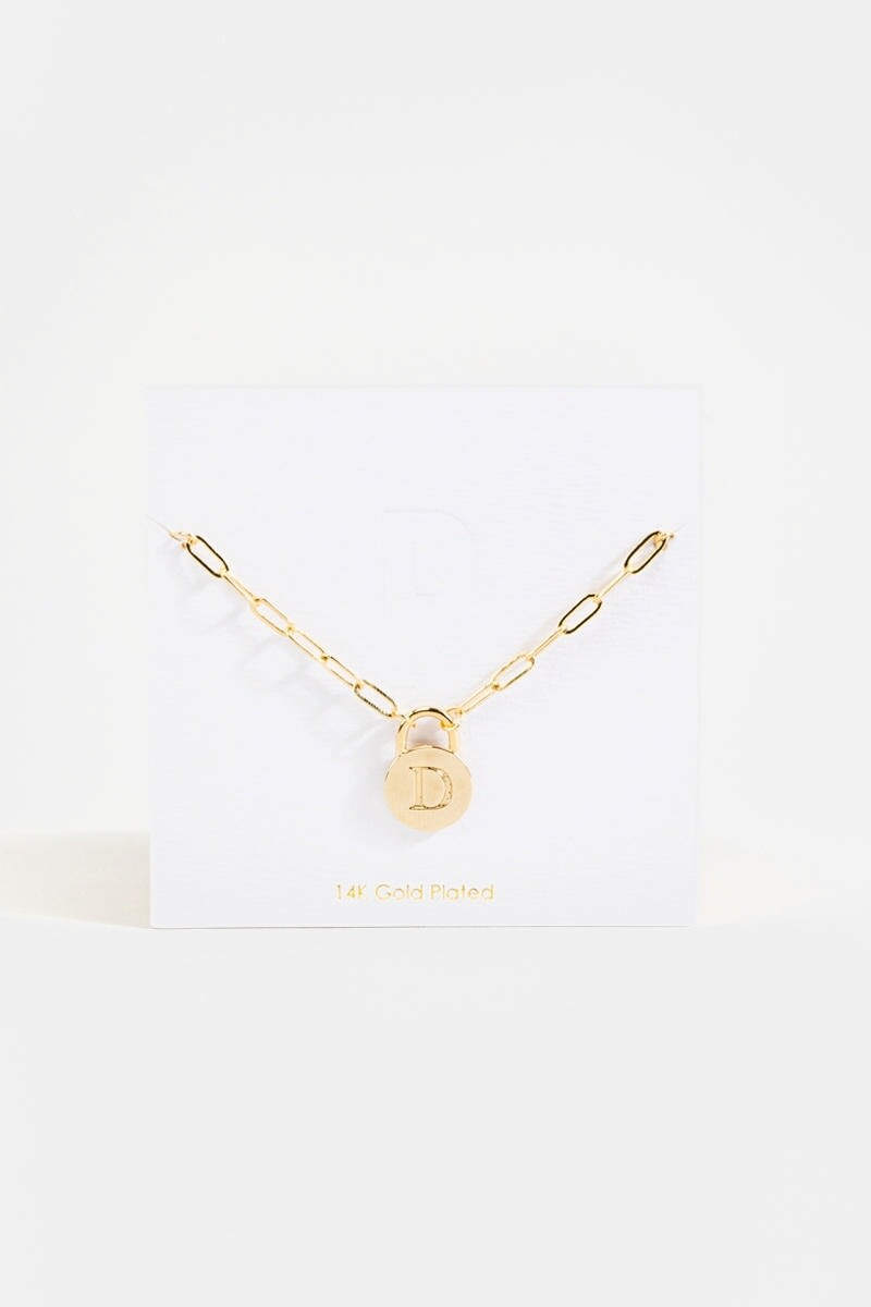 Initial Curb Chain Pendant Necklace Gold