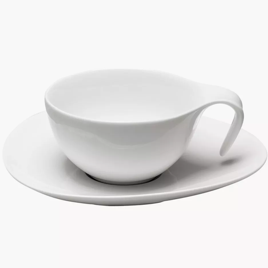 Filiżanka ze spodkiem DUKA TIME 150 ml biała porcelana