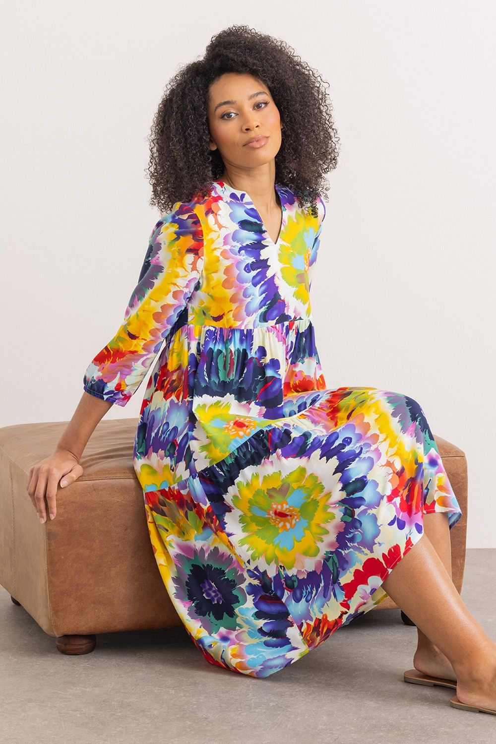 Klass. Bold Floral Printed Loose Fit Dress