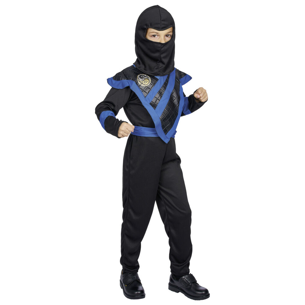 Déguisement ninja noir et bleu 7/10 ans