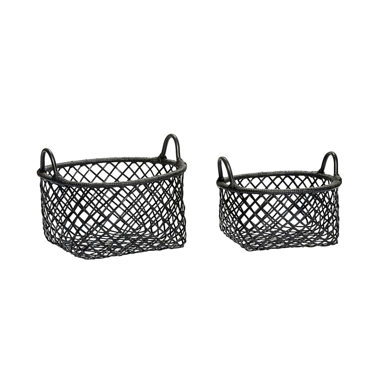HARVEST - Panier en rotin noir (x2)