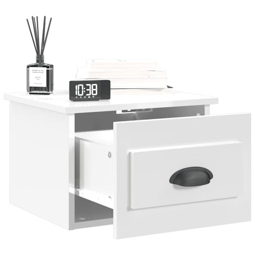 NNEVL Wall-mounted Bedside Cabinet High Gloss White 41.5x36x28cm