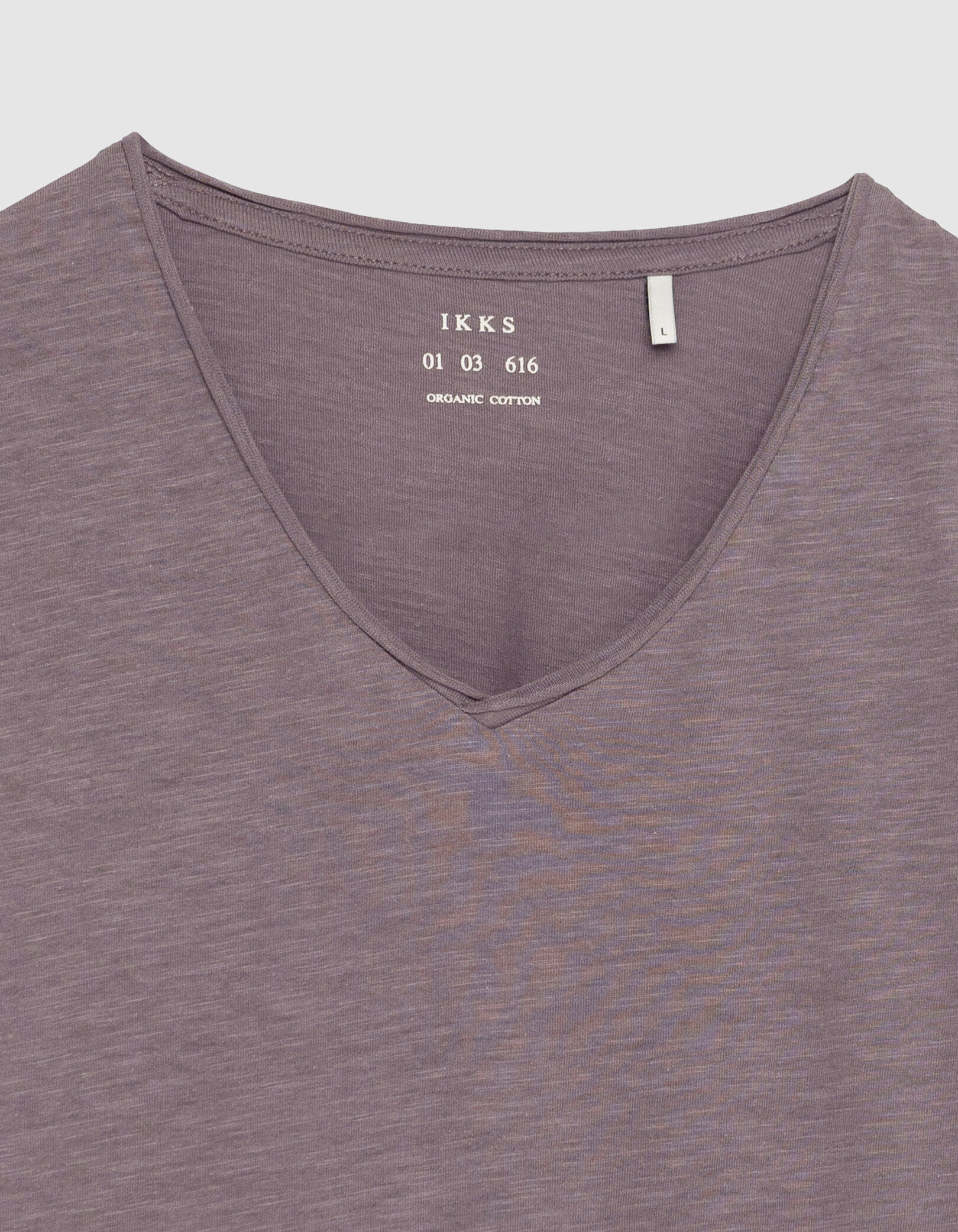 T-shirt encolure V parme coton bio flammé Homme