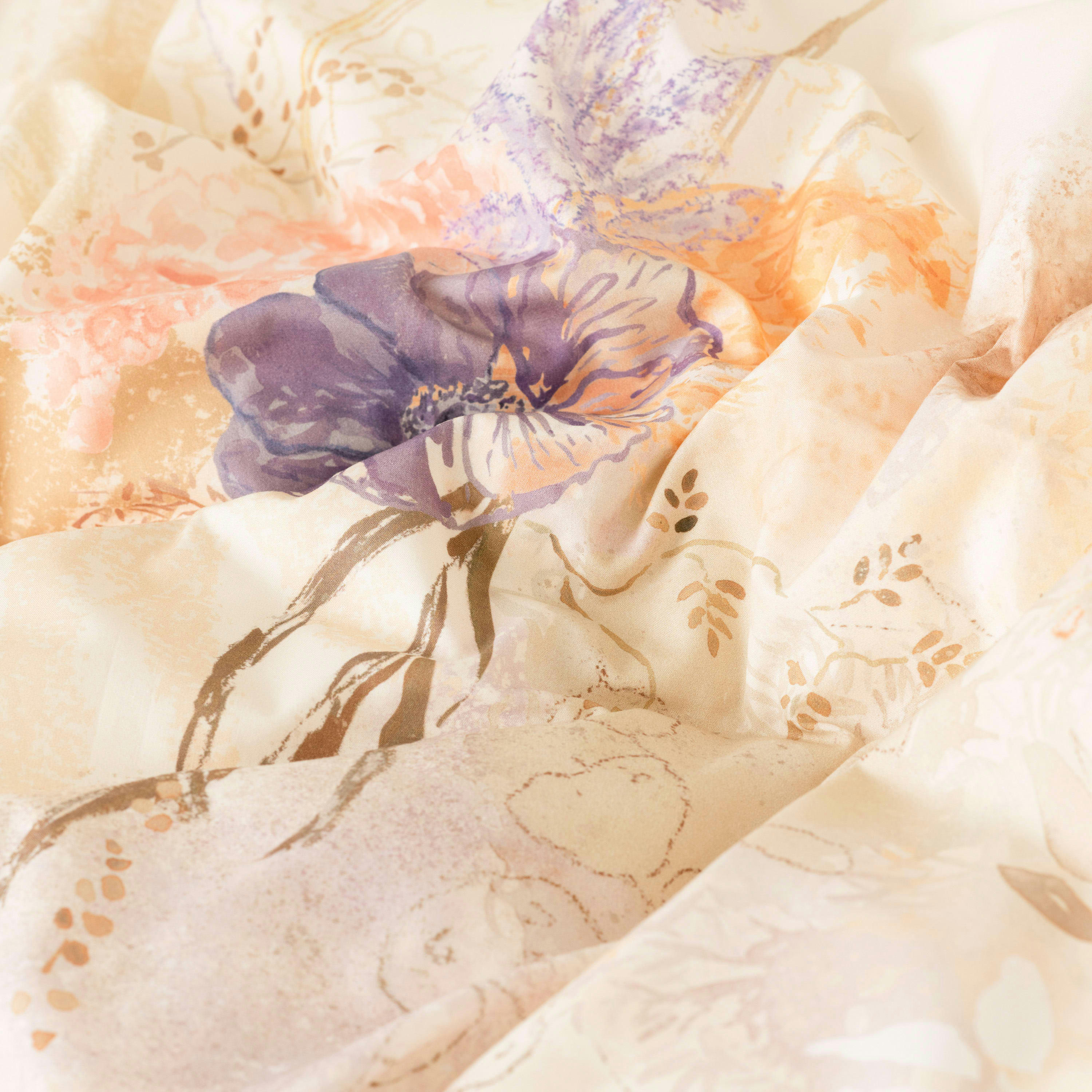 BLOOMART - Housse de couette percale de coton imprimé beige 240 x 220 cm