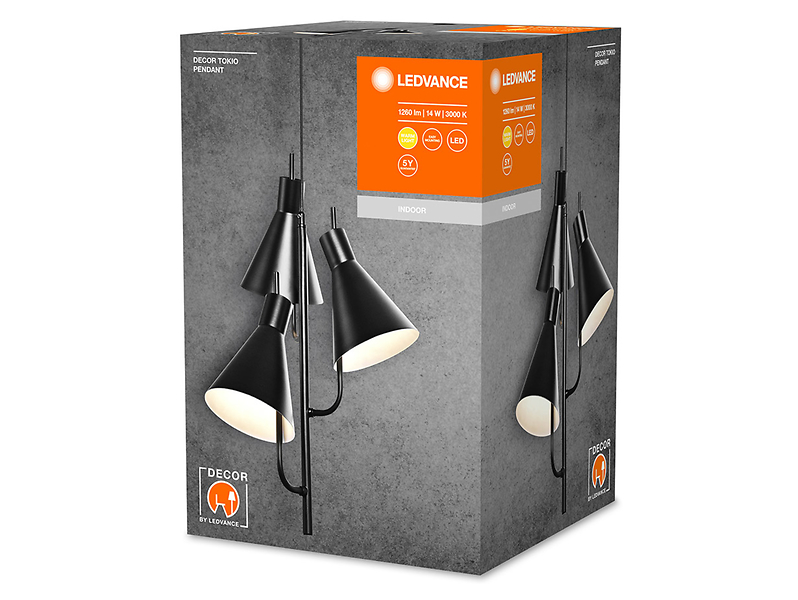 Lampa wisząca Tokio LED 3-punktowa stalowa czarna