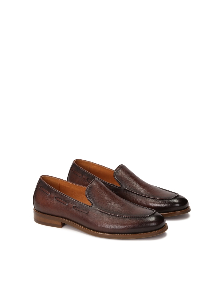 Brown loafers with a thong