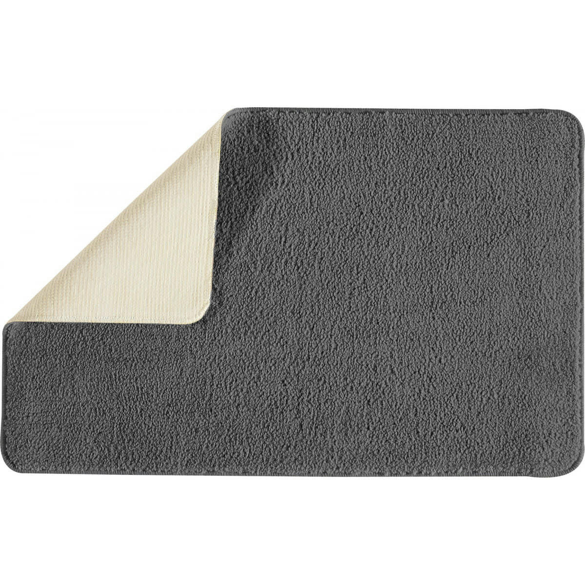 POLYNESIE - Tapis de bain en polyester uni anthracite 50x80cm