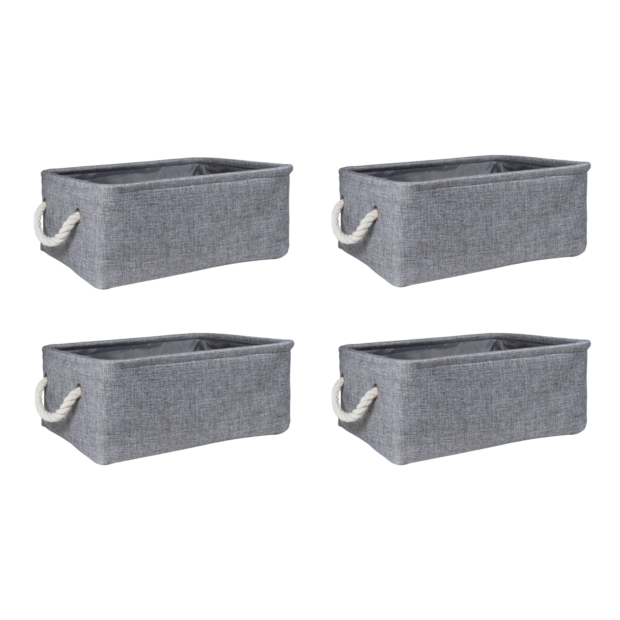 QUVIO Opbergmand met handvaten van touw - Grijs - Set van 4
