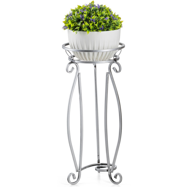 Kwietnik metalowy srebrny 62x28 cm nowoczesny stojak na kwiaty industrialny