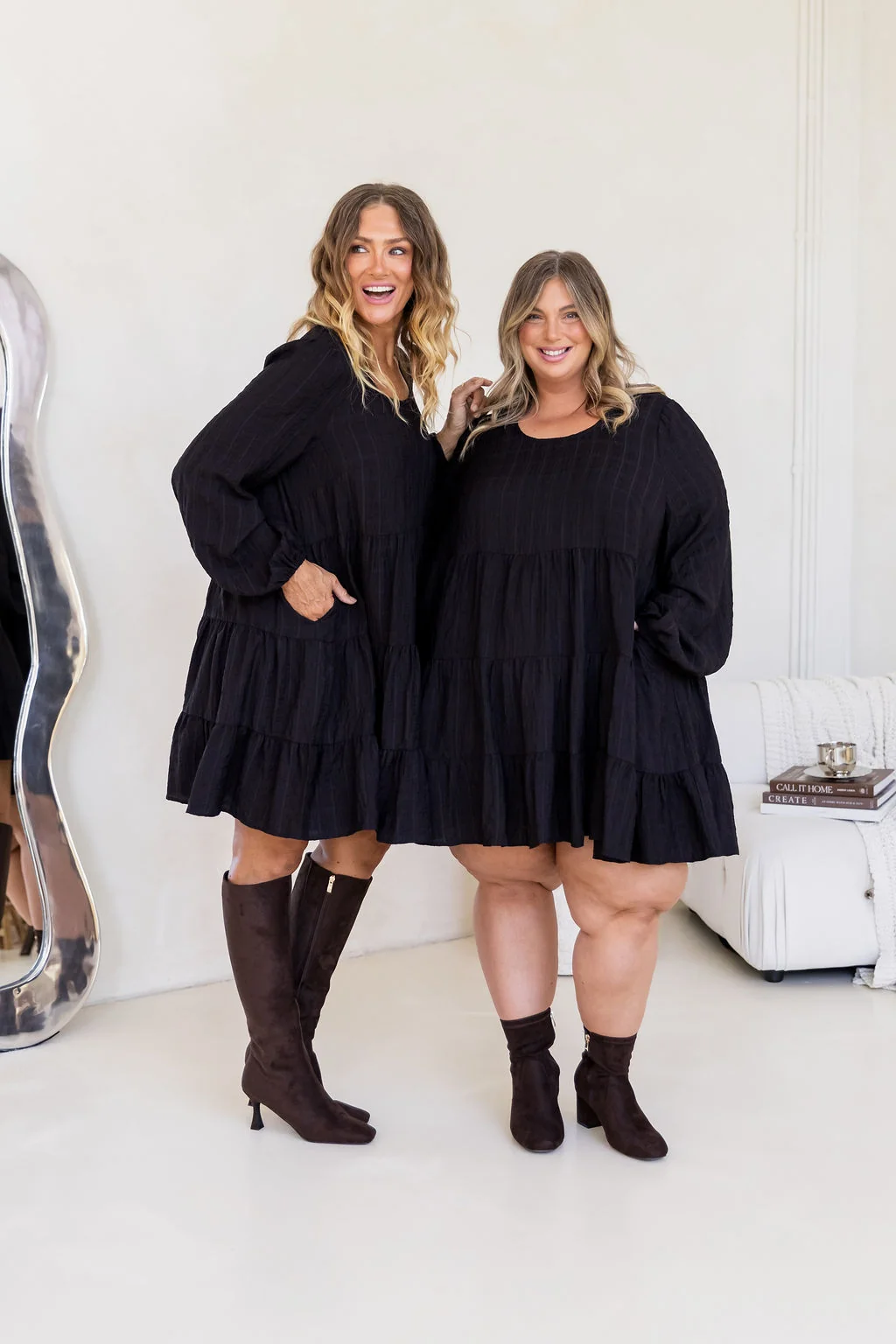 Long Sleeve Greta Dress in Black