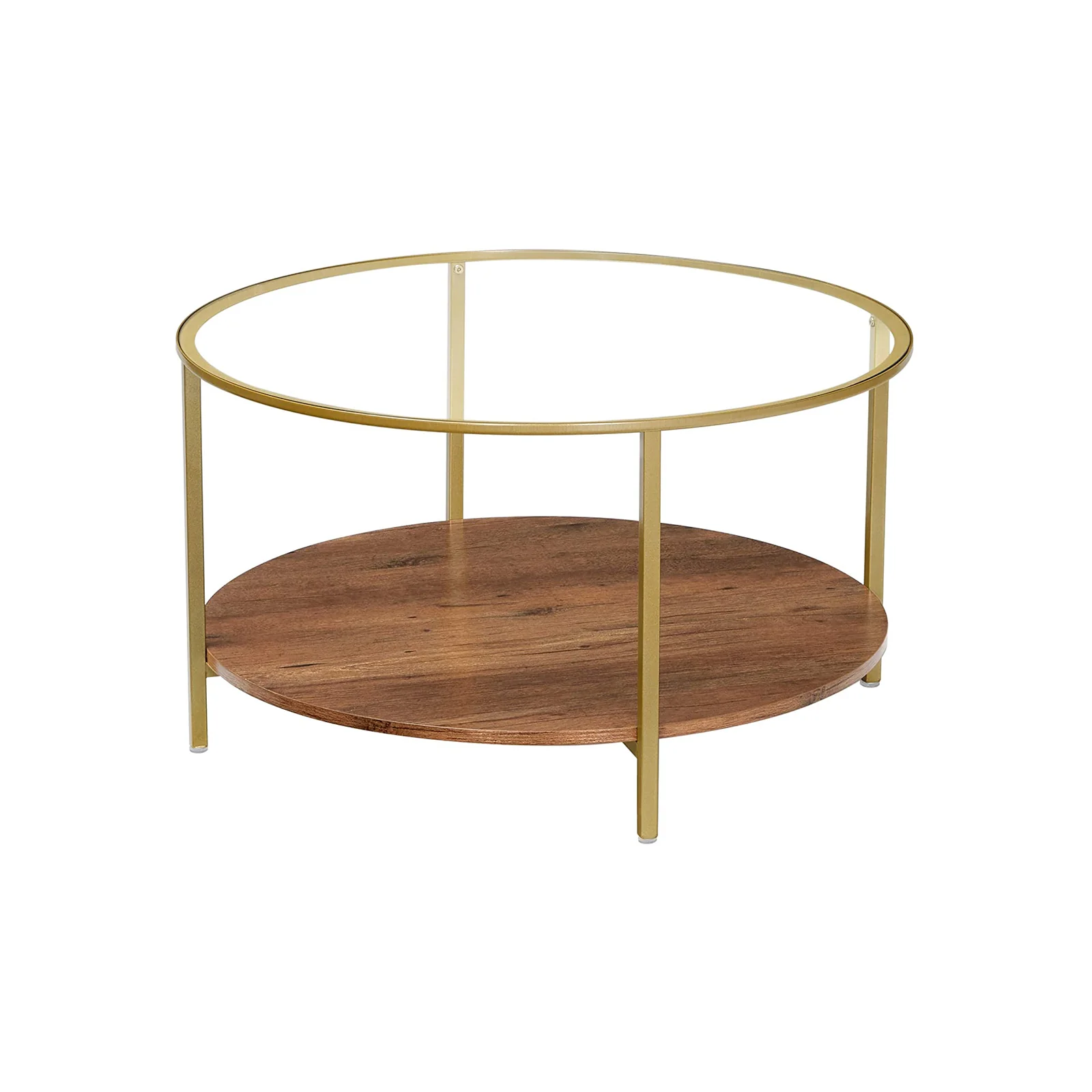 Table basse marron noisette doré