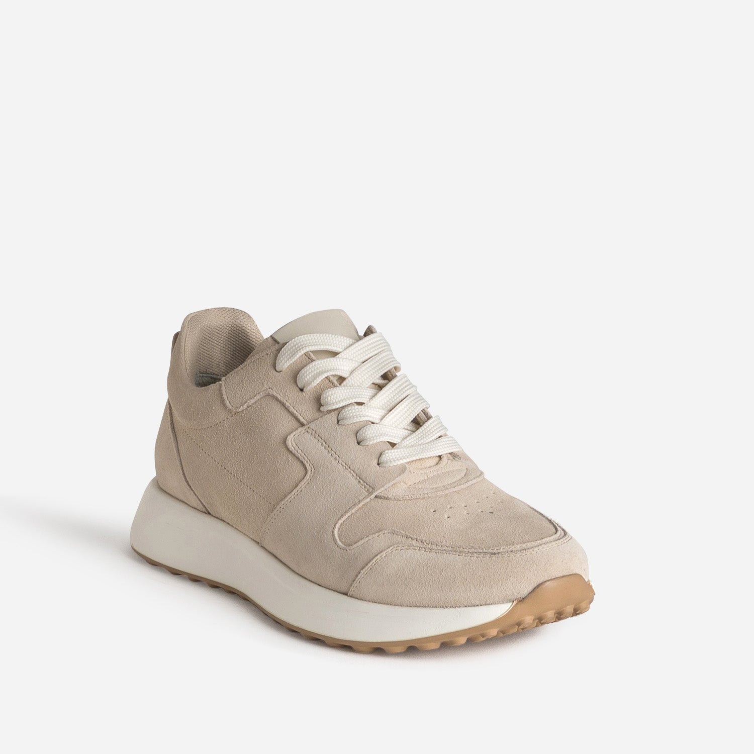 Tennis beige cuir velours