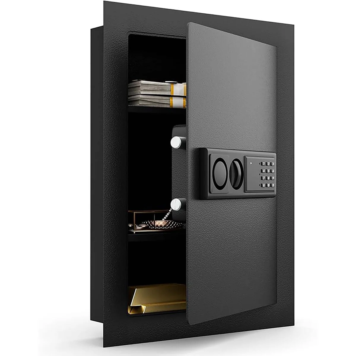 Digital Flat Recessed Wall Safe Home Security Gun Cash Box Locking