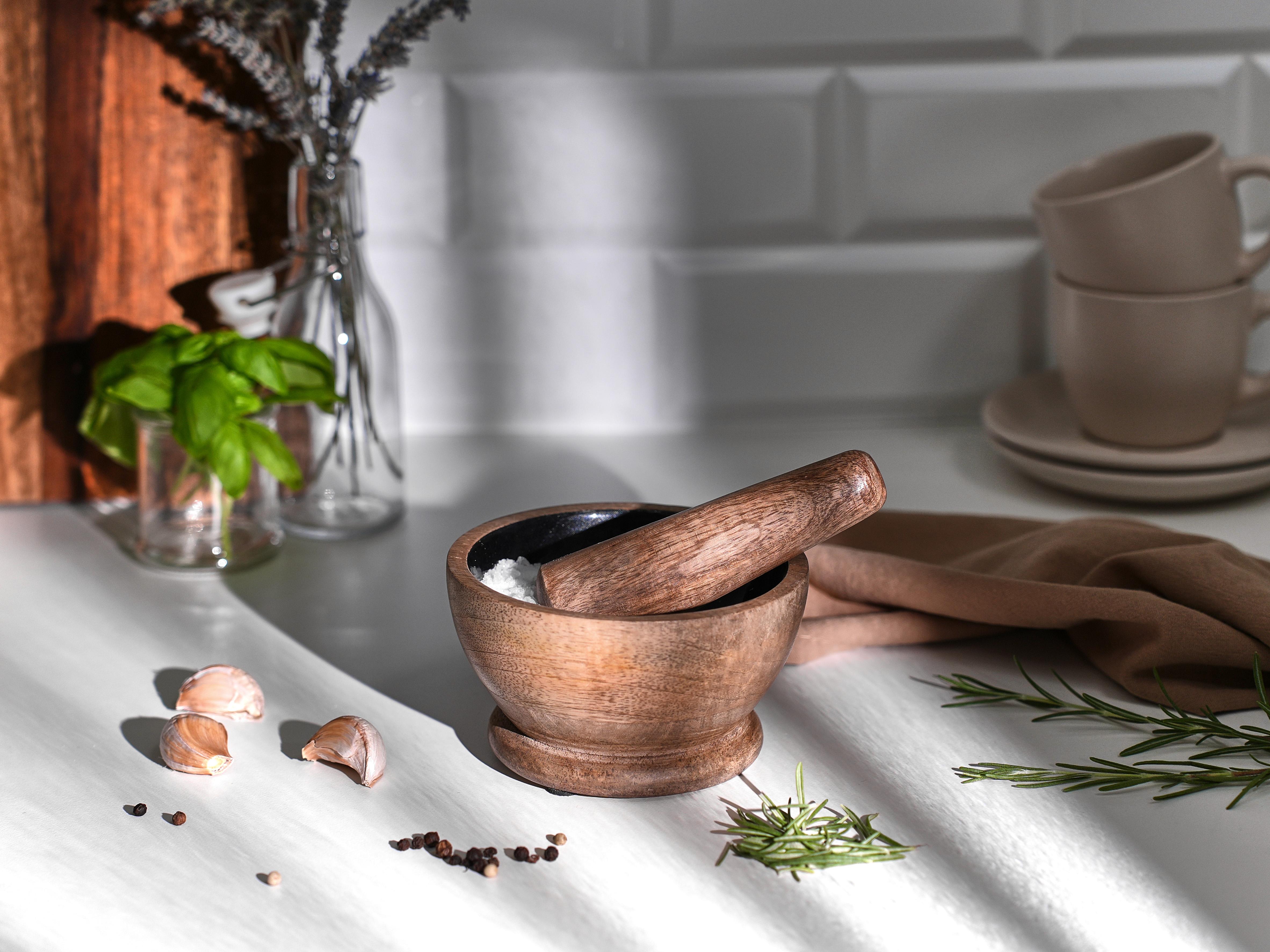 Mortar and Pestle QENA Mango Wood Brown/ Black