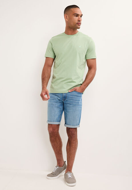Mens Green Crew Neck Cotton T-Shirt