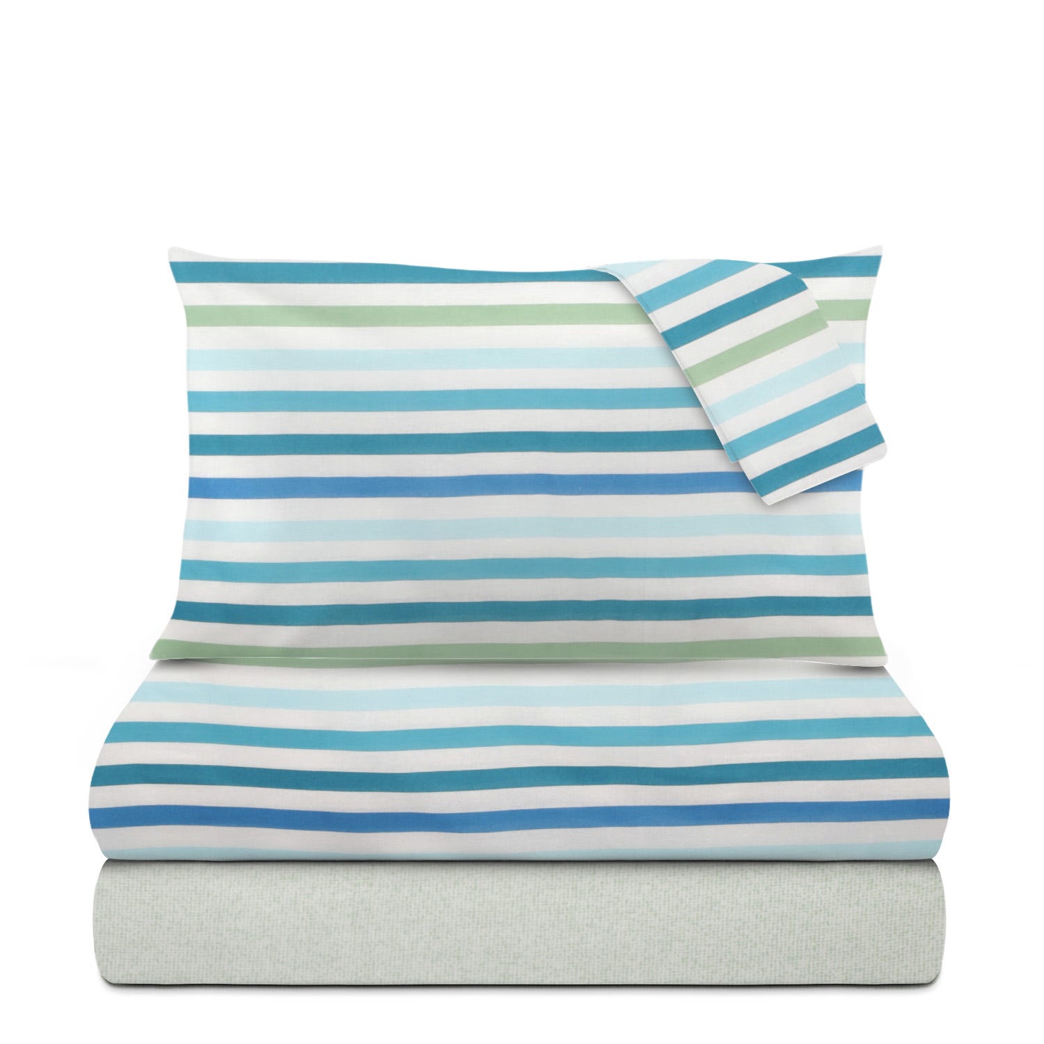 Completo letto 1 piazza poli stampa righe azzurro