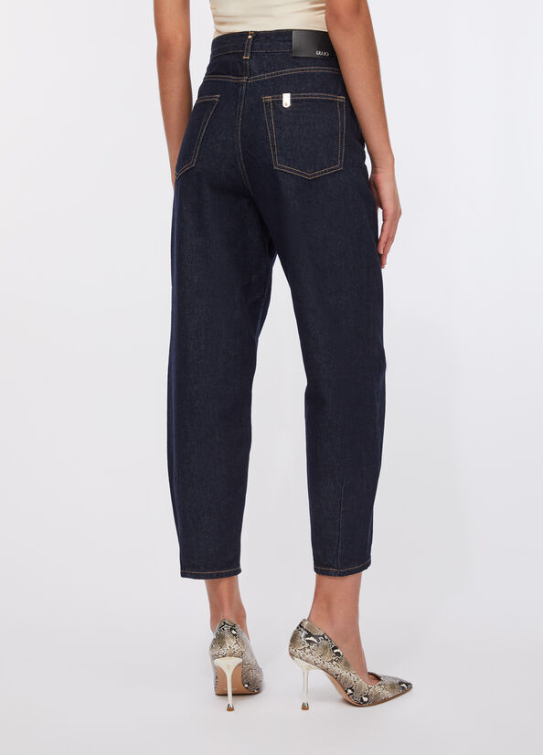 Jeans cropped a vita alta