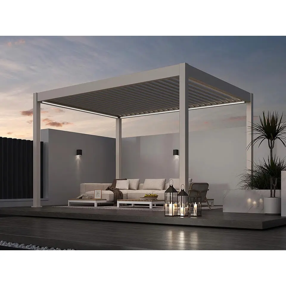 Orion Deluxe overkapping elektrisch met LED 300 x 400 cm lichtgrijs