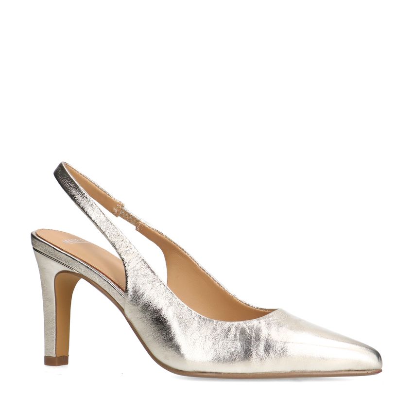 Manfield Goudkleurige leren slingbacks