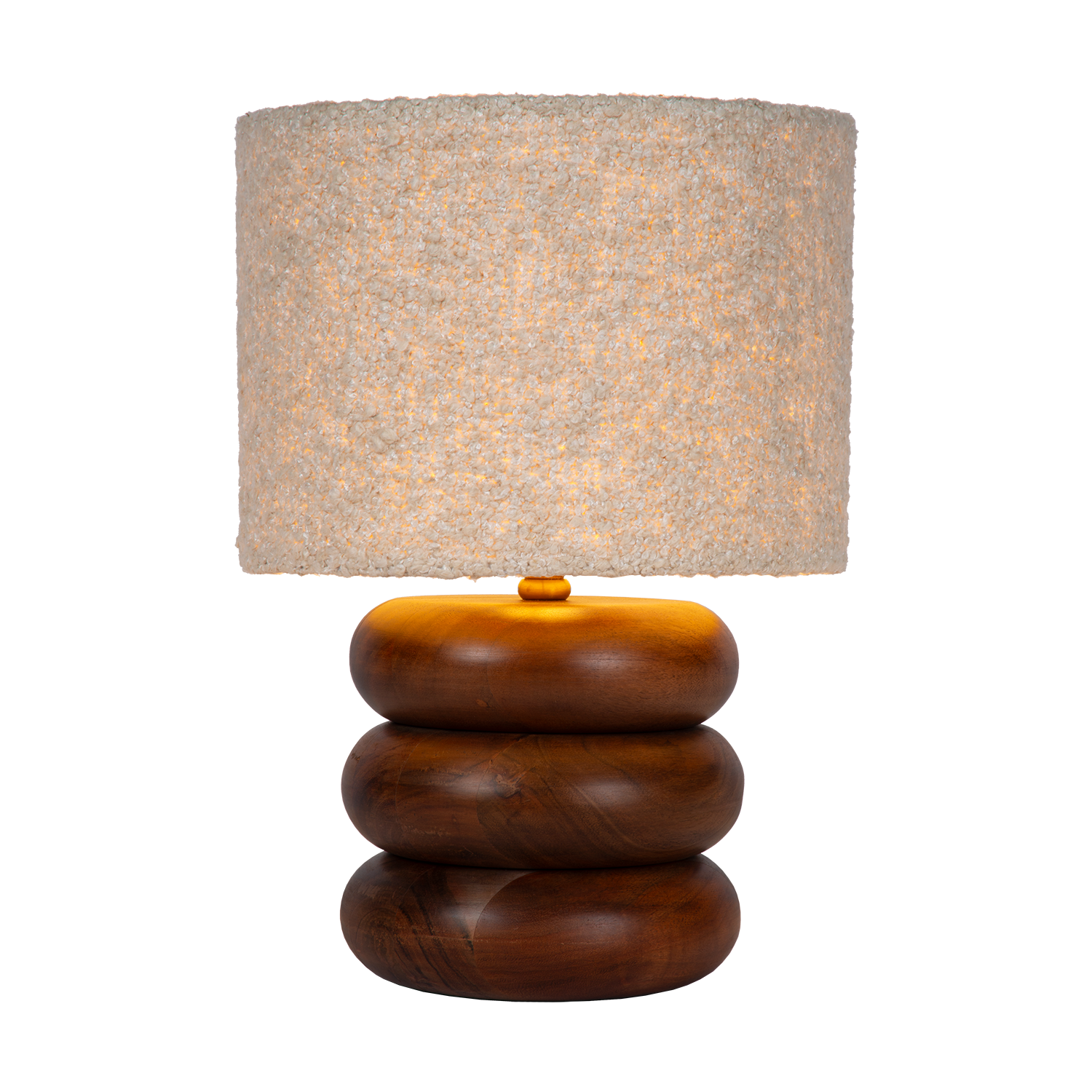 Atmooz Luigi - tafellamp - acaciahout - bouclé kap - 40 cm