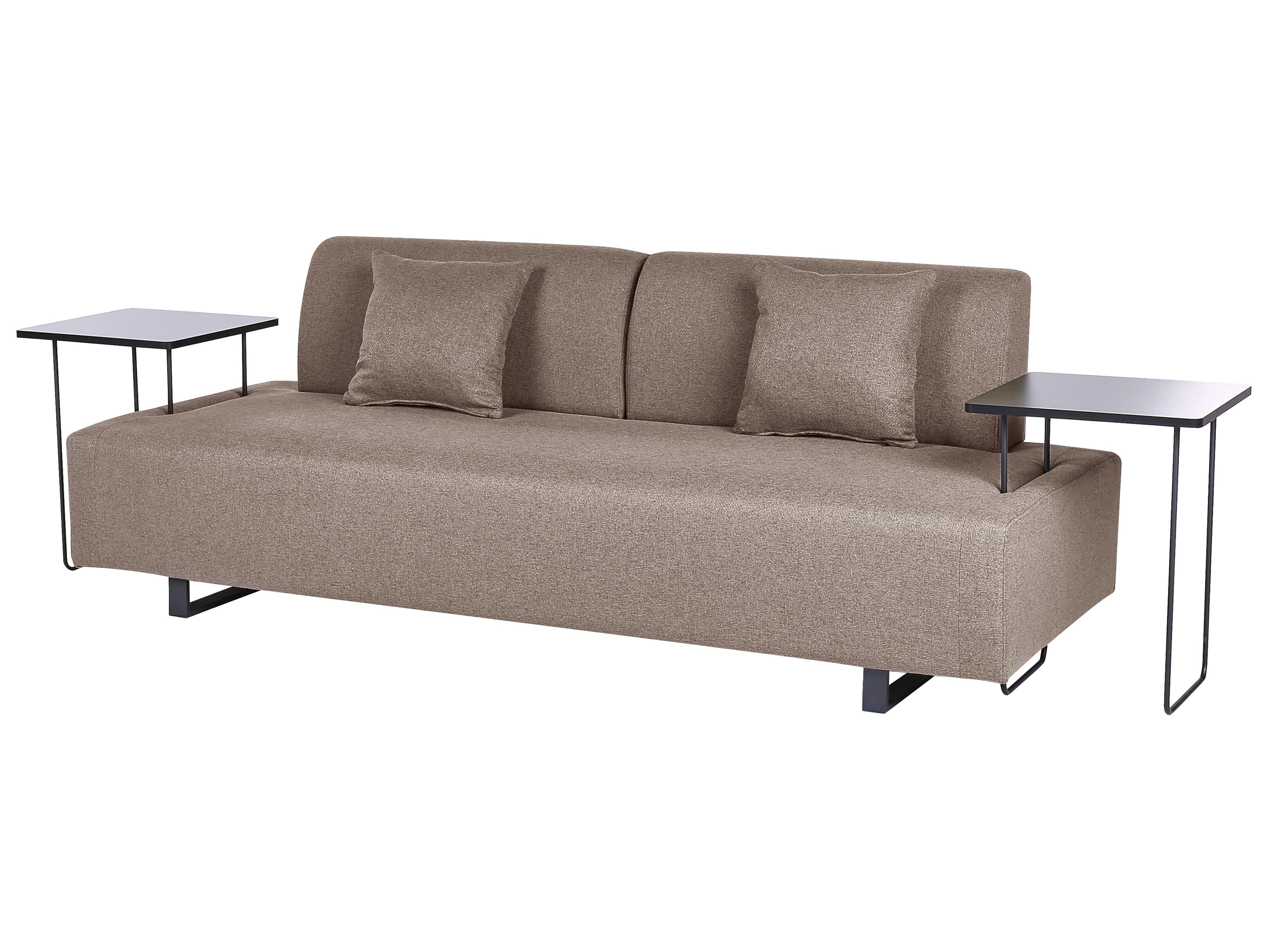 Sofa 3 Seater SOKNA Fabric Taupe with Tables