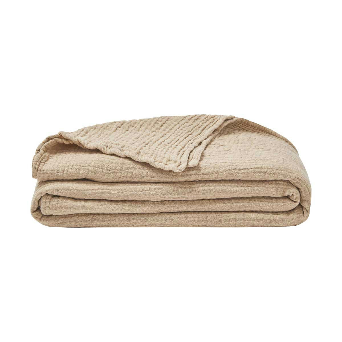 JAZZY - Plaid en gaze de coton biscuit 130x170