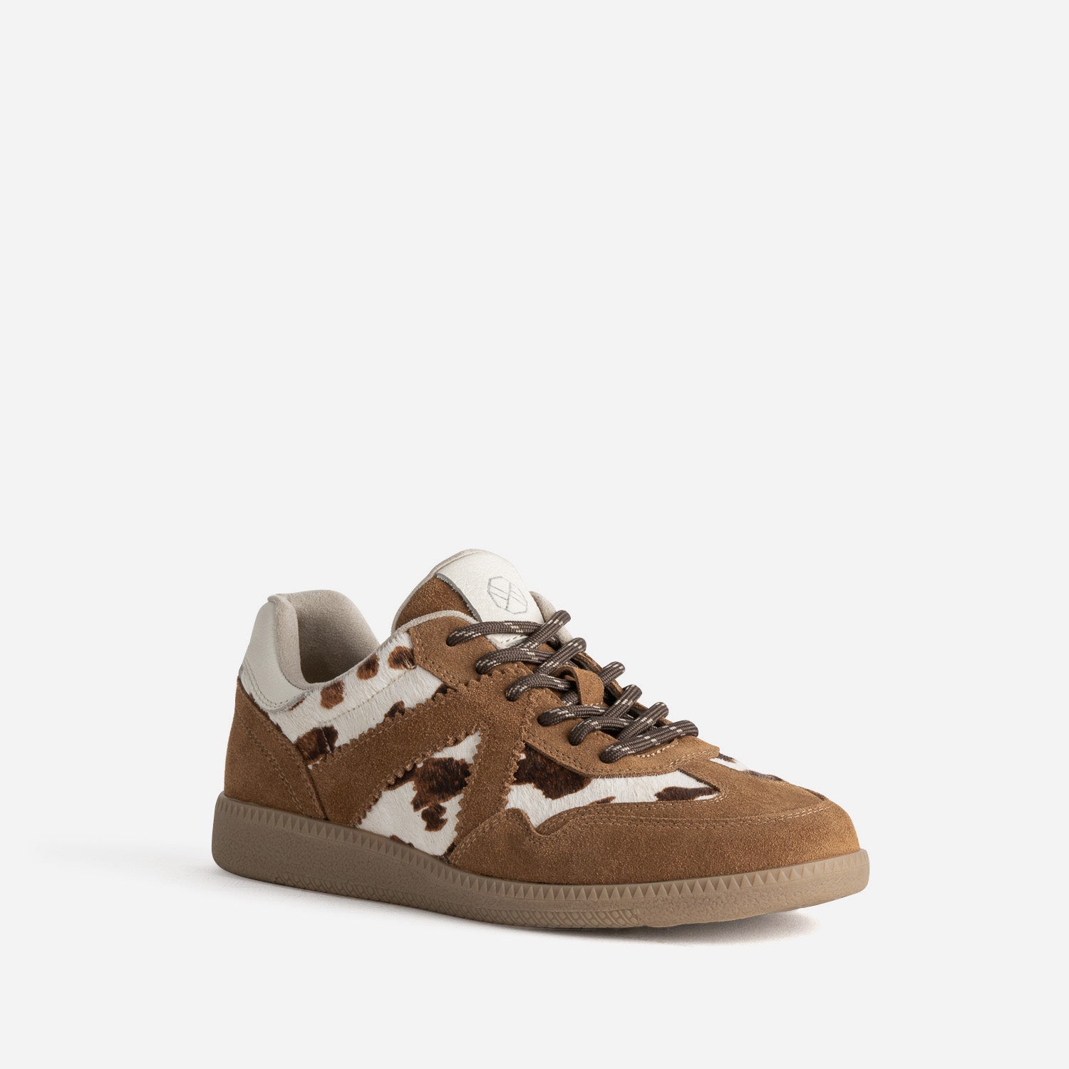 Tennis TEXTO camel cuir velours et vache