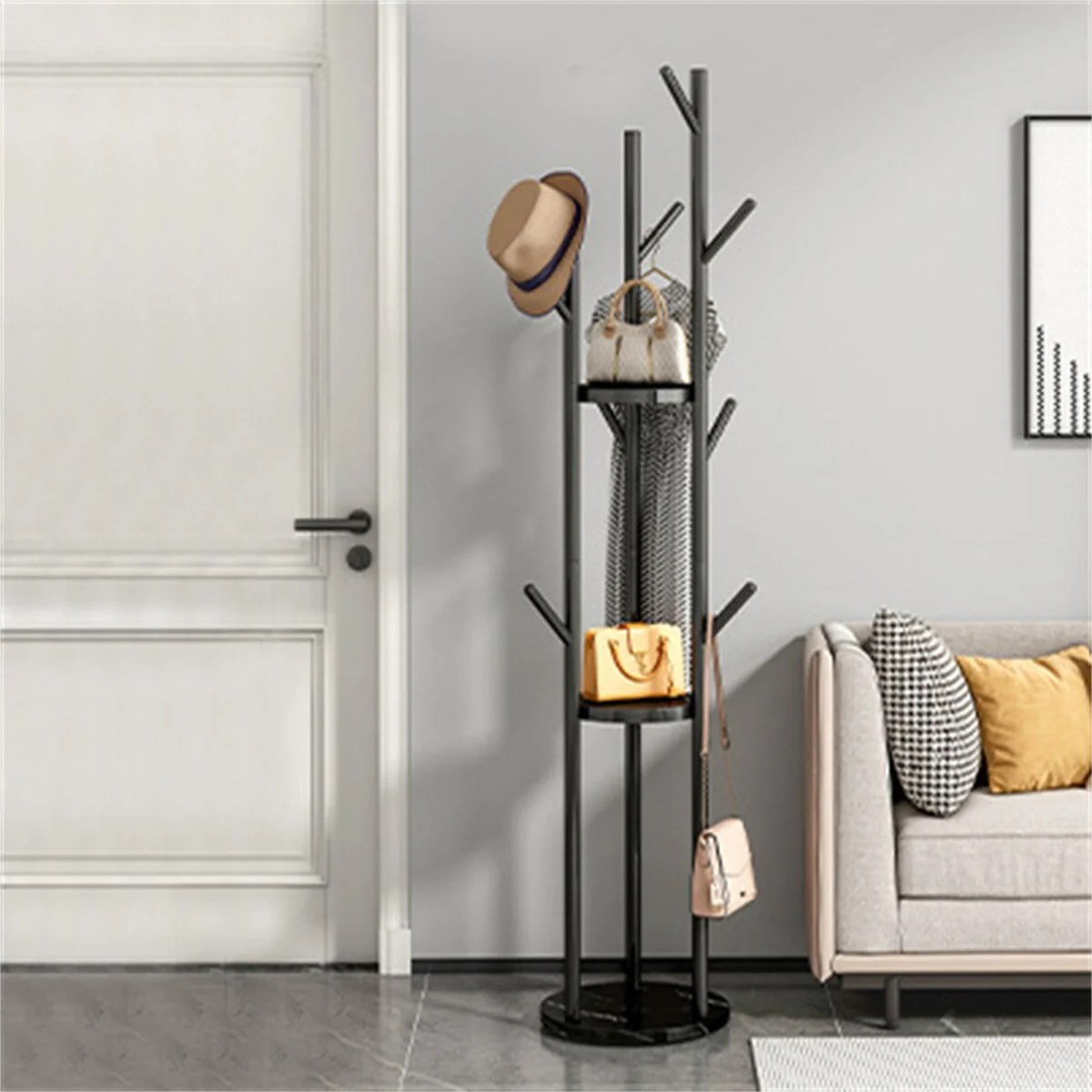 66.9 In Metal Coat Rack Stand