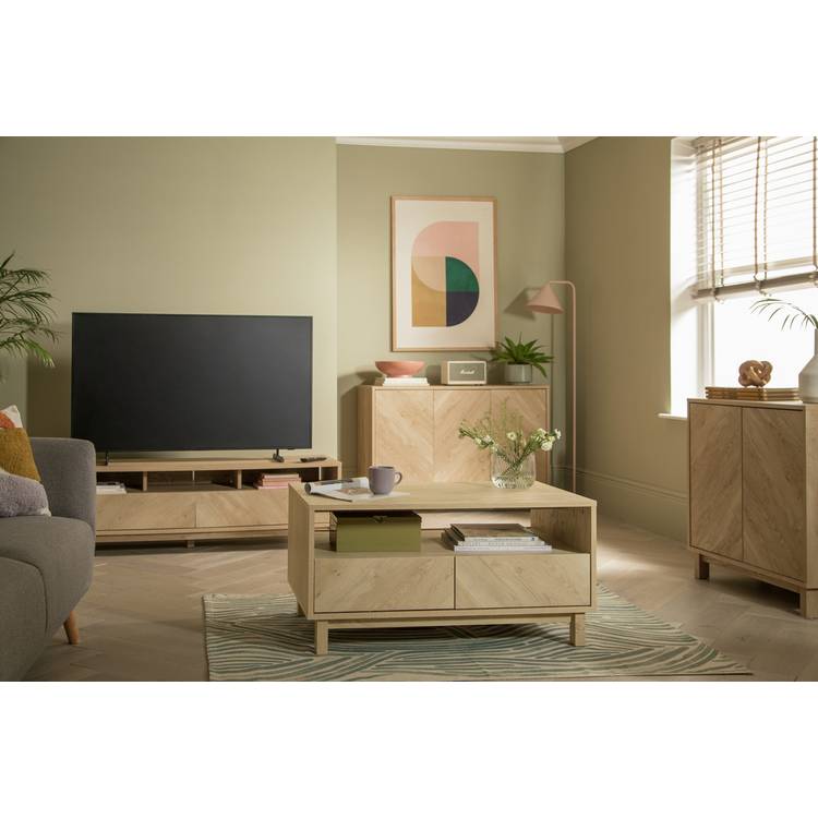Habitat Fynn 2 Drawer TV Unit - Natural