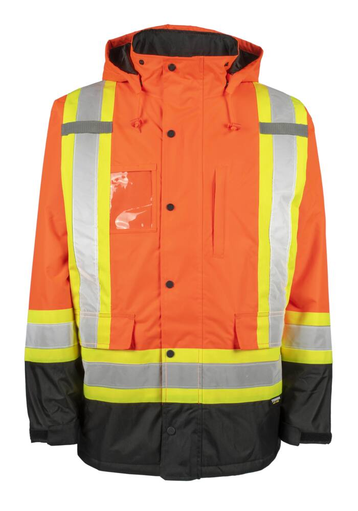 Terra Men's Hi-Vis Lined Winter Work Jacket/Parka with Waterproof Shell, Orange