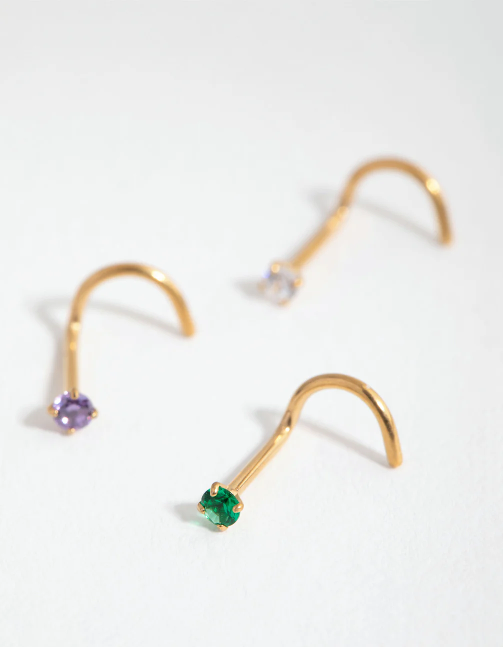 Gold Surgical Steel Classic Gem Nose Stud Pack