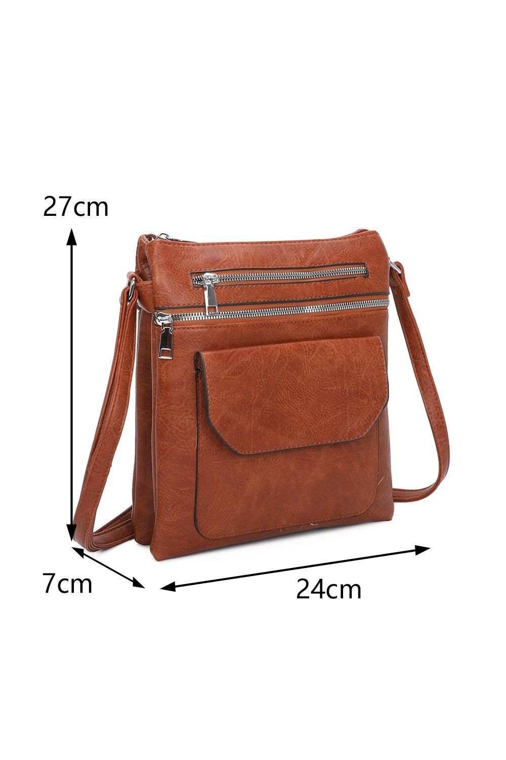 Fontanella Fashion Yon Triple Zipped and One Flapped Pockets PU Messenger Bag