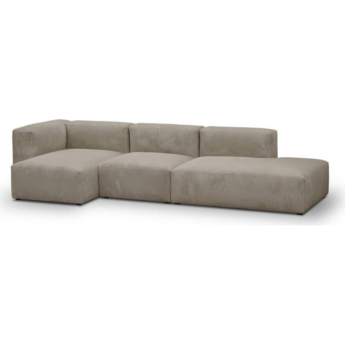 MODULO NEW - Canapé modulable angle gauche 5 places en velours côtelé taupe