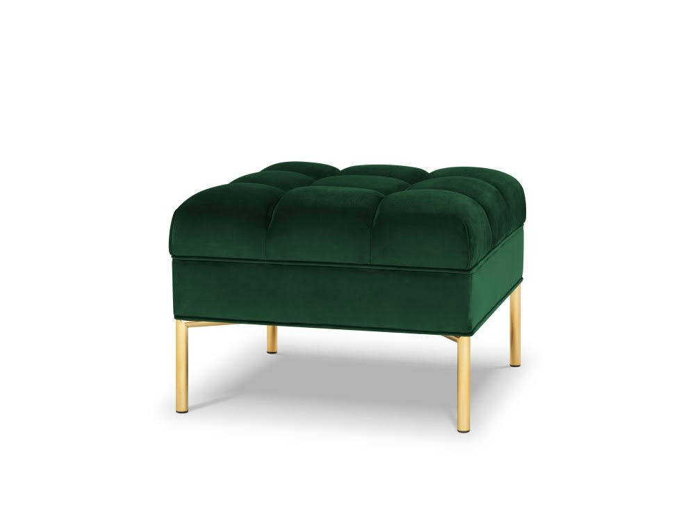 KAROO - Pouf velours vert bouteille