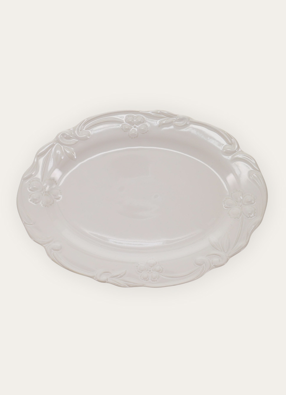 PLAT DE SERVICE OVALE EN PORCELAINE ROYAL BLANC
