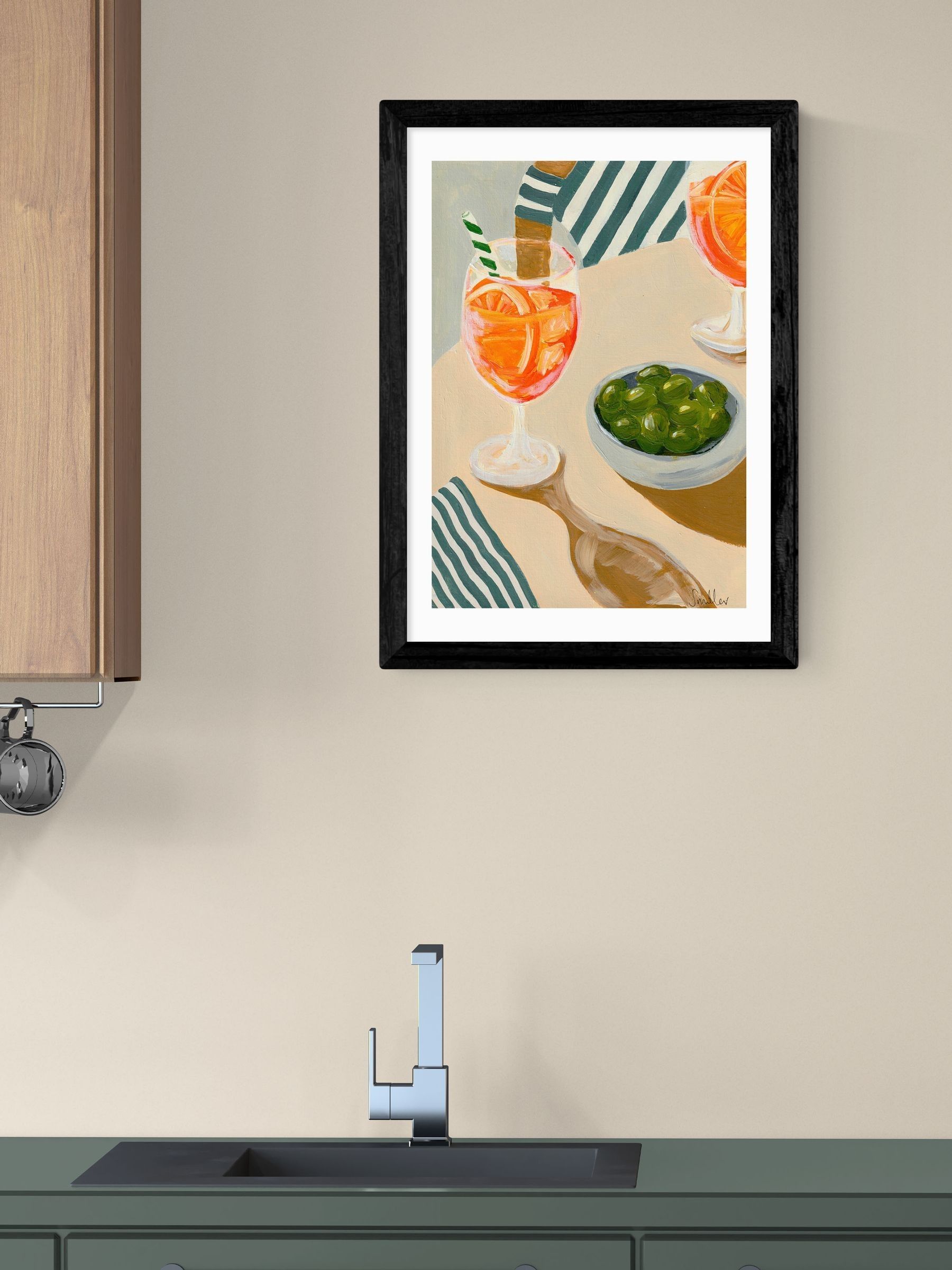 East End Prints Black Aperitif Wall Art Print by Susie Miller