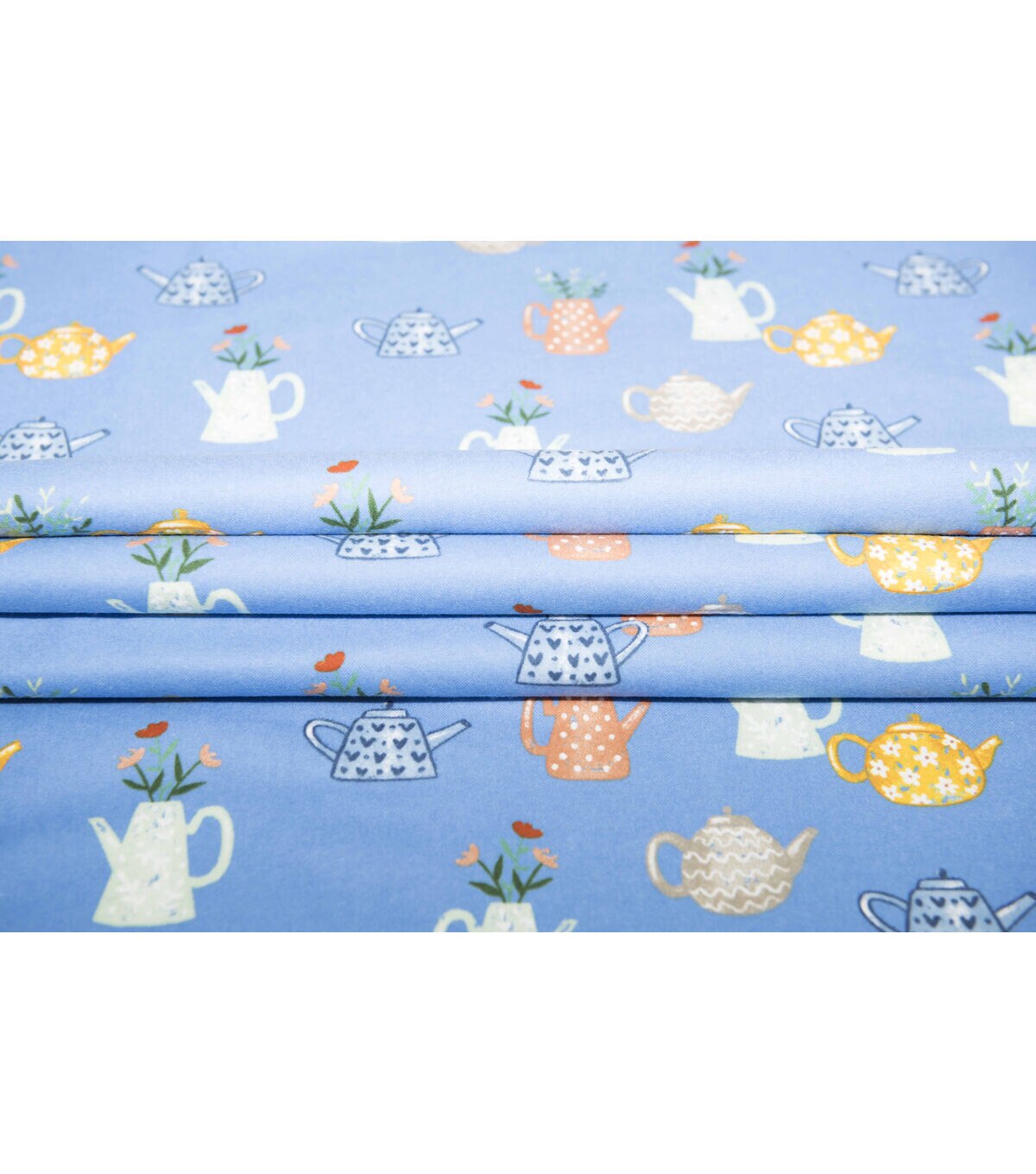 Super Snuggle Tossed Tea Pots Flannel Fabric