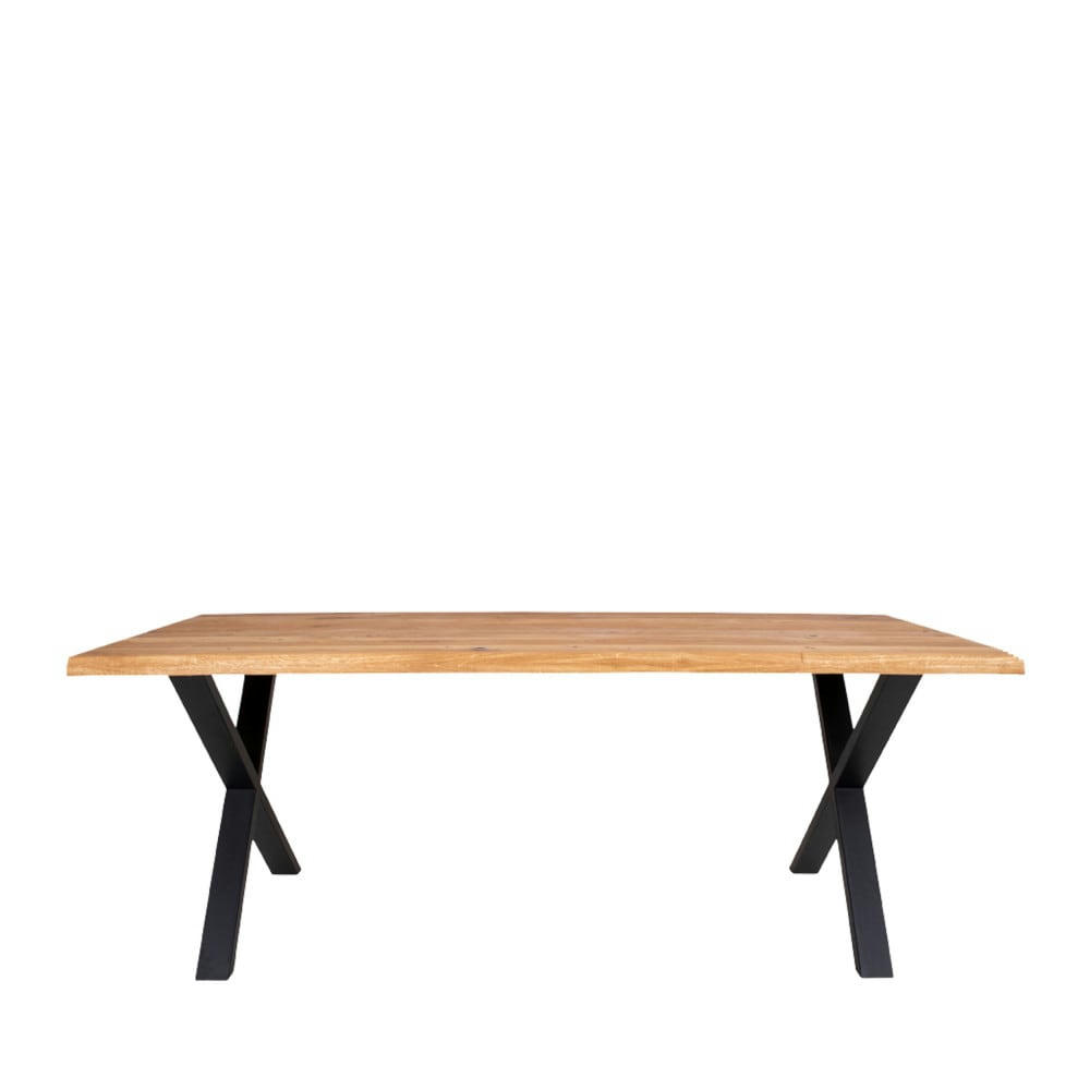 TOULON - Table à manger en bois et métal 200x95cm bois clair  et  noir